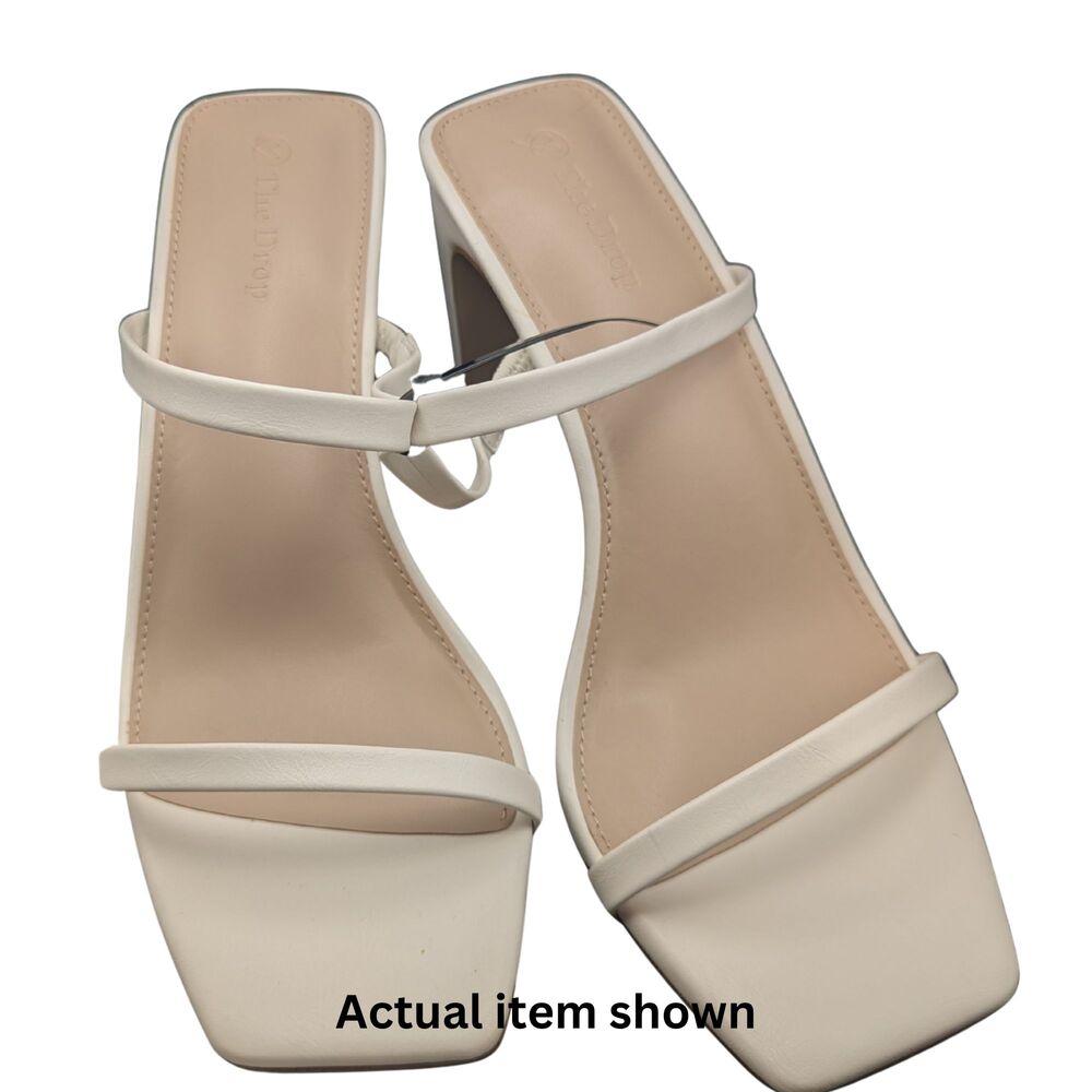 🤍 The Drop Avery Strappy Block Heel Sandal White NWT Size 9 & 9.5 - Picture 2 of 6